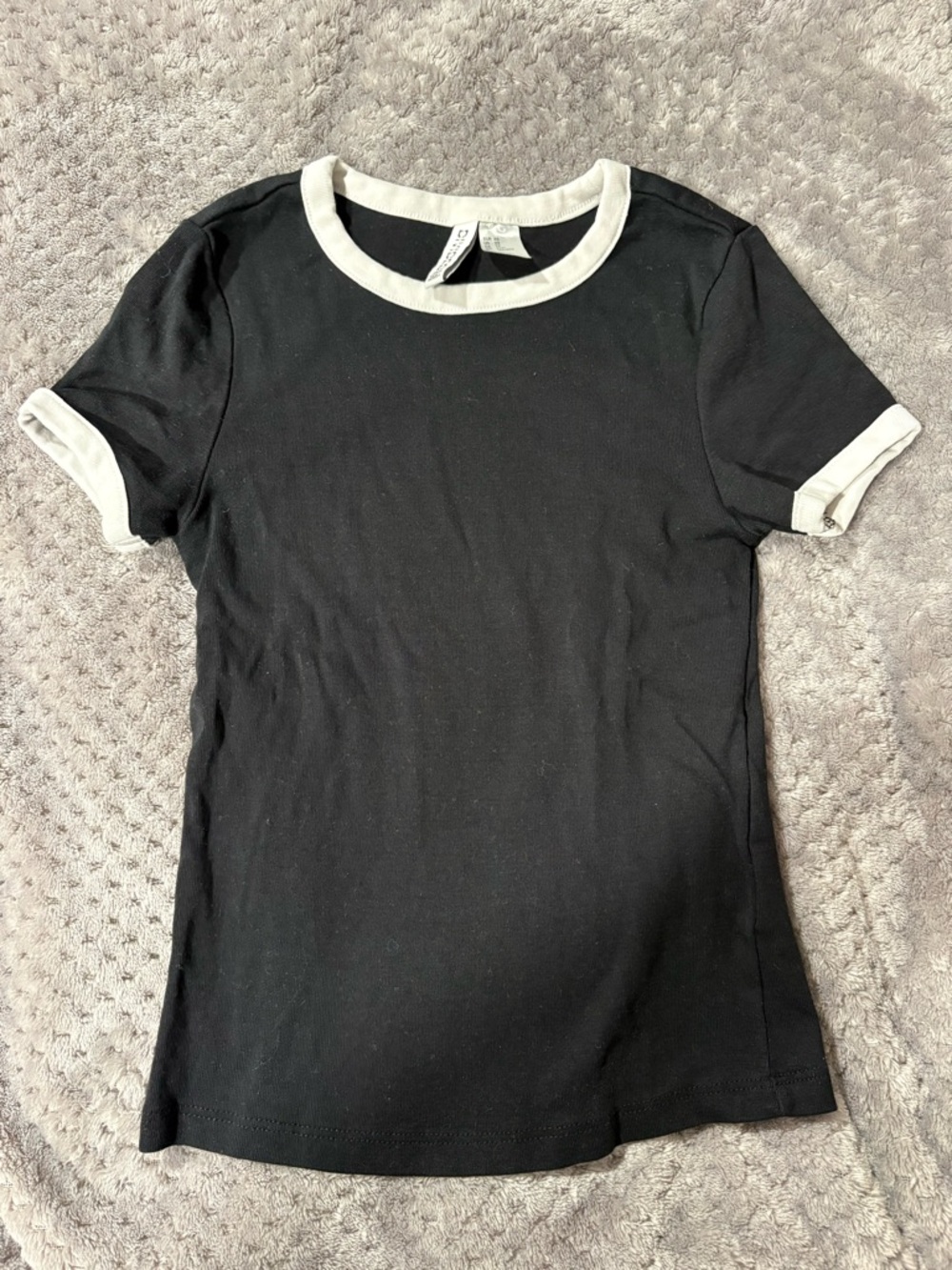 H&M Black Tee with White Crew Trim